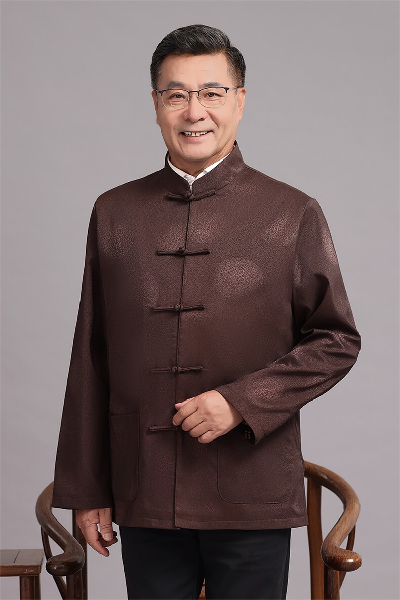 2026春款中老年风唐装外套男中式复古盘扣汉服爷爷过生日外套,男装民族服装,钱塘723