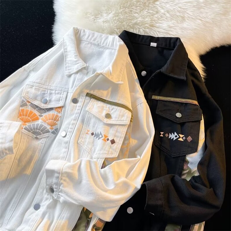 民族风拼接牛仔夹克男士春秋季痞帅上衣D0008P70，男装夹克，星座1116-2