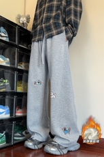 曼巴棉450g重磅腊肠狗加绒银狐绒弯刀裤男K24037J加绒-特P55控108，男装卫衣，电商A001-1