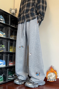 曼巴棉450g重磅腊肠狗加绒银狐绒弯刀裤男K24037J加绒-特P55控108图片