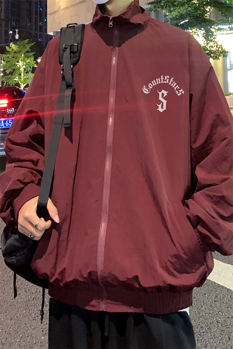 港风23新款秋季时尚百搭宽松字母印花夹克外套F6321P65控88,男装夹克,电商A268A