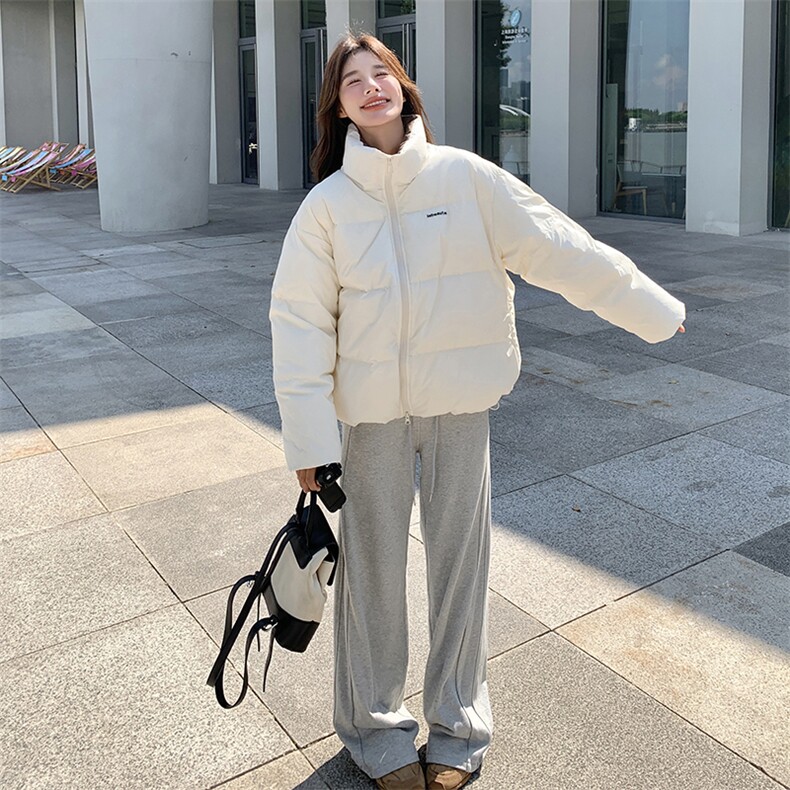 韩版简约加厚立领羽绒服女2025年冬季新款显瘦保暖短款白鸭绒外套,女装羽绒服,2C309