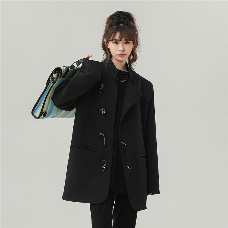 中式金属盘扣设计西服女成分：96%聚酯纤维4%氨纶XF77071P85控128，男装西服，星座226-1