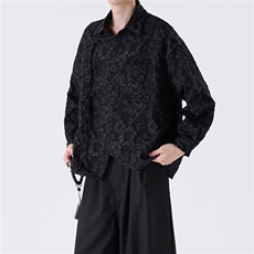2026春装新款风盘扣长袖衬衫民族风提花工艺A057-2537-P60，男装民族服装，电商A057B