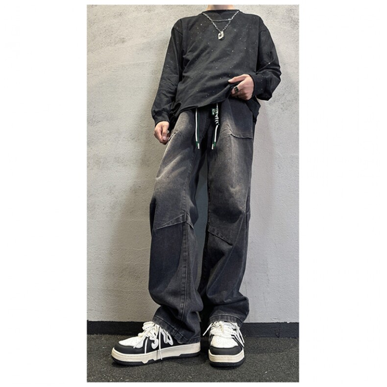 k1085-p55-控78S-3XL现货折皱宽松cleanfit牛仔裤,男装牛仔裤,星座116