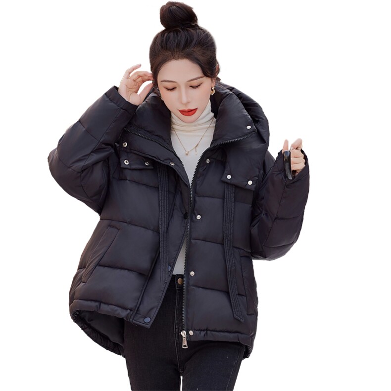 现货时尚气质棉服女新款冬季不可拆连帽韩版高级宽松加厚款外套女,女装棉衣/棉服,韩蔻秀