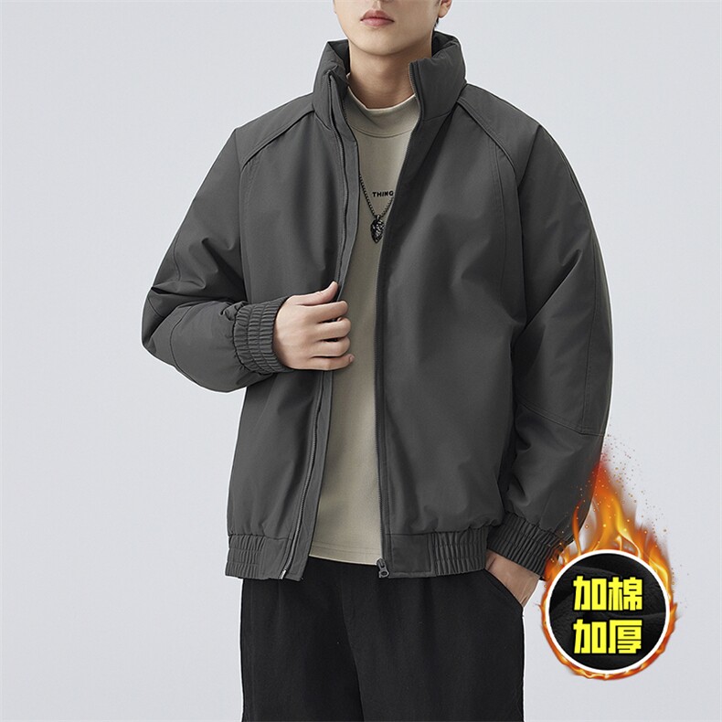现货美式高街休闲棉衣夹克三防立领纯色户外工装加厚棉服外套图片