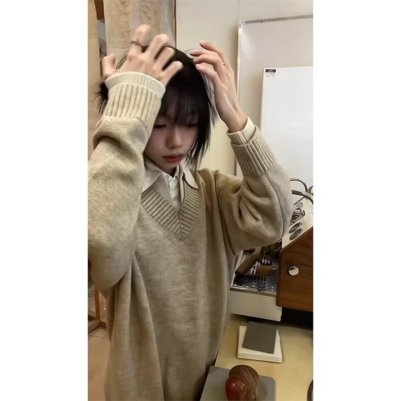 冬季翻领罗纹装饰保暖毛衣针织衫宽松衬衫春秋洋气时尚百搭宽松,男装针织衫/毛衣,星座1007（原301D）