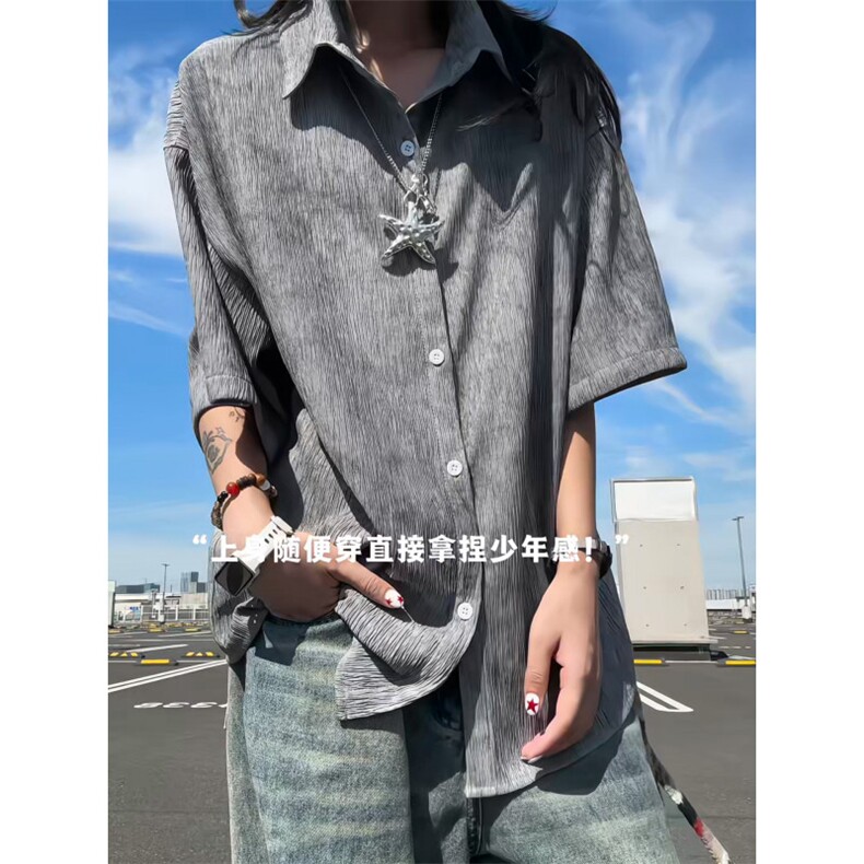 XZ809A/FFF09/P45/控58 扎染冰丝短袖衬衫图片