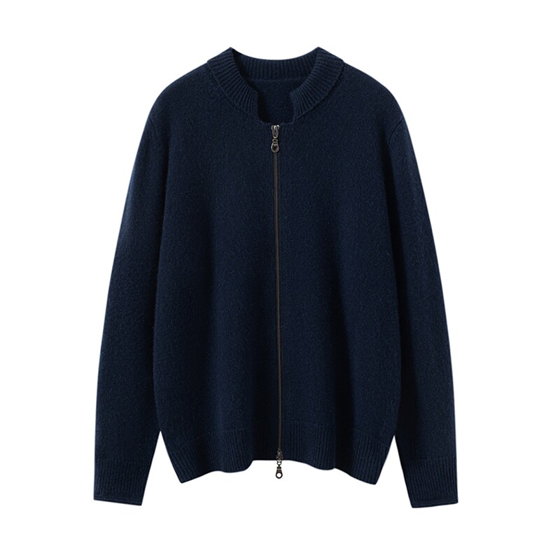 复古双层贝壳领双开拉链开衫,针织衫/毛衣,暖织穗