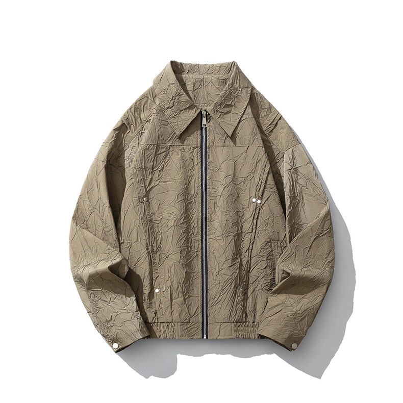 1白底褶皱面料皮衣男金属装饰设计皮夹克外套男JK77866P75控118，男装夹克，星座226-2