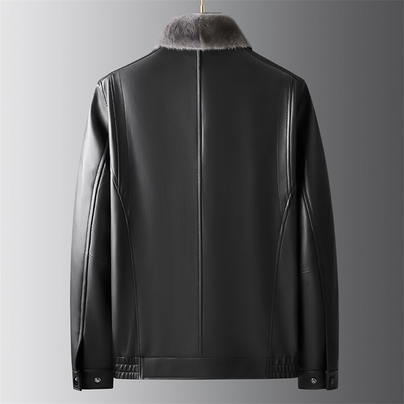 冬季新款海宁羽绒服男鹅绒皮衣加厚绵羊皮外套水貂毛领P1050,男装皮衣,电商B360