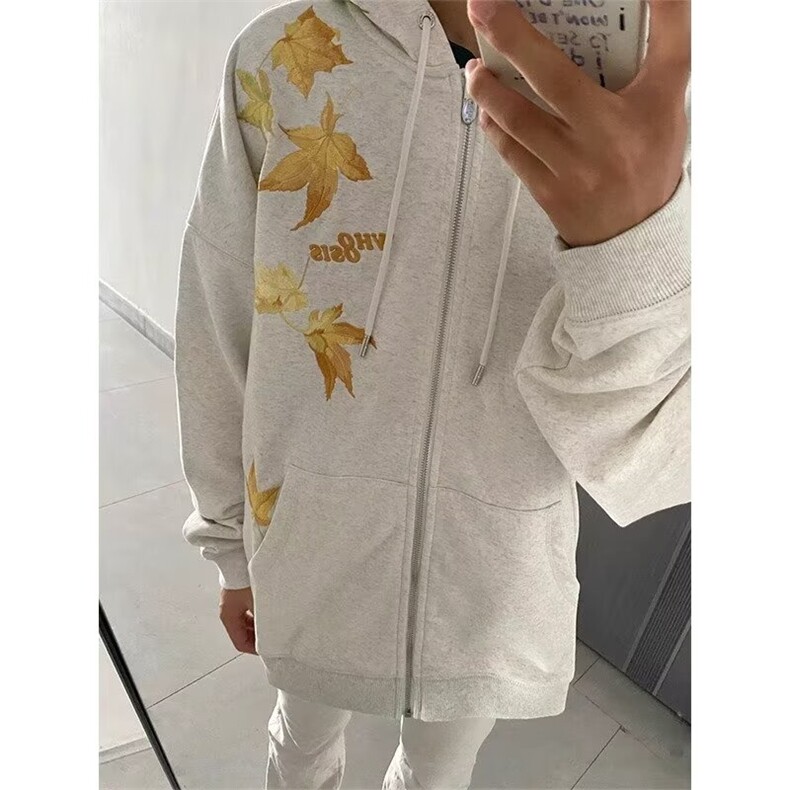 枫叶刺绣卫衣男女小众设计感休闲潮百搭外套气质新款WYW05P60,女装短外套,星座1013-5