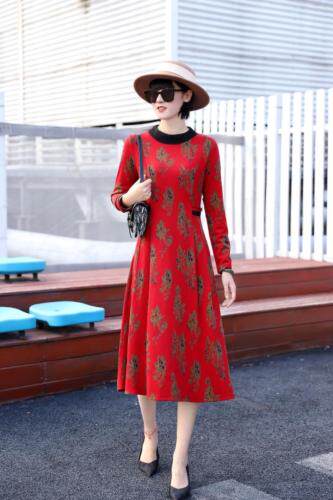 收腰女人味貂绒连衣裙，喜婆婆也可穿含羊毛，女装连衣裙，澳洛菲