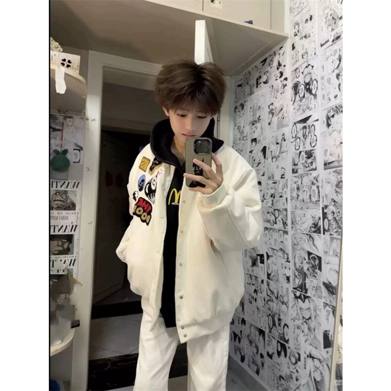 网图有货美式街头徽章字母刺绣棒球服外套男女宽松夹克A881-P43，男装夹克，星座1505