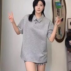 【网图现货】美式宽松复古冰氧空气棉POLO衫T729/P35，男装Polo衫，星座205-3