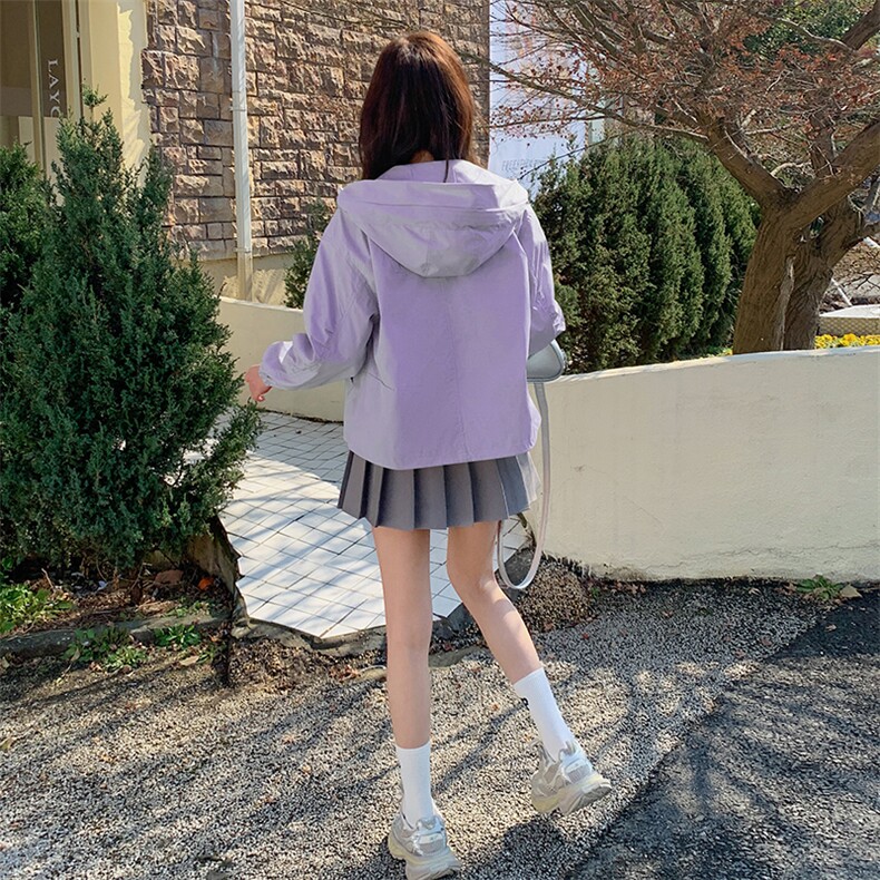 时尚气质高级感连帽夹克外套女春秋季宽松休闲小个子减龄上衣,女装短外套,韩蔻秀