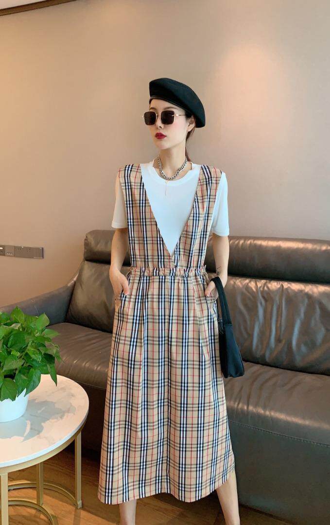 格子两件套连衣裙，女装连衣裙，维多利亚