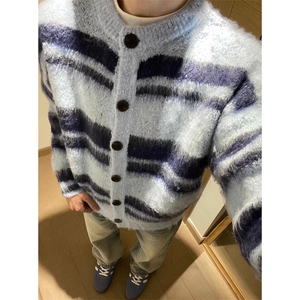 软糯仿貂毛毛衣开衫外套男女秋冬季氛围感慵懒风针织衫 MY9564图片
