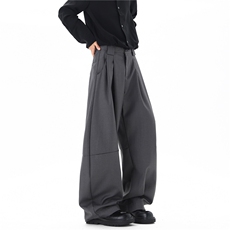 【现货】XZ612-PB019-特P57美式复古慵懒垂感老钱风打褶弯刀西裤，男装西裤，星座612