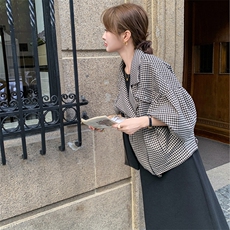 现货2025秋冬加厚千鸟格毛呢外套P145K198-7703，女装毛呢外套，2C210