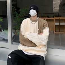 鹿毛绒美式圆领毛衣男慵懒风休闲针织衫B627P53，男装针织衫/毛衣，星座1116-2