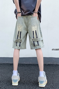 B221 美式ins高街暗黑拉链休闲牛仔短裤五分裤 LK23082-P50 控68图片
