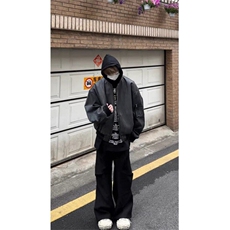 春季新款港风美式潮流原版做旧假两件连帽皮衣夹克insJK1425-P85，男装夹克，星座313A(原308A-2)