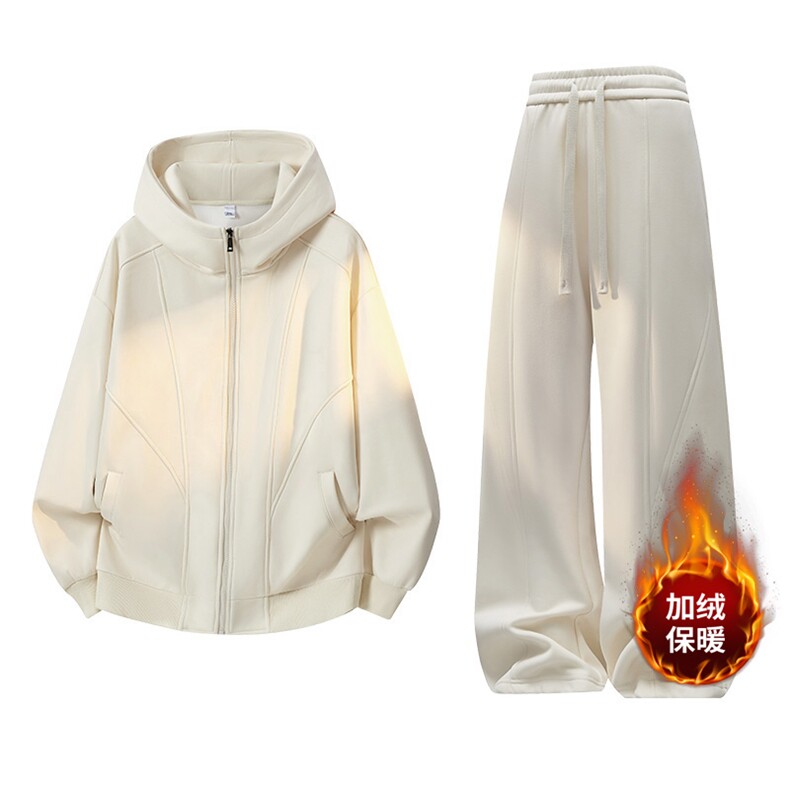 重磅开衫连帽卫衣外套秋冬宽松休闲加绒运动套装A436-6017-P100,男装休闲套装,电商A436