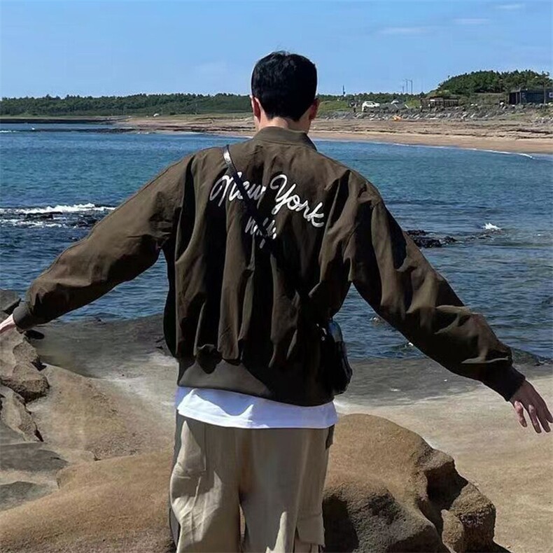 春装~男式夹克衫宽松简约休闲外套绣花茄克衫XZ716A-JK100P100图片