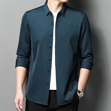 2026春秋新款中年爸爸装加绒加厚本命年结婚宴礼服免烫长袖衬衫男，男装衬衫，电商B212（原钱塘6029）