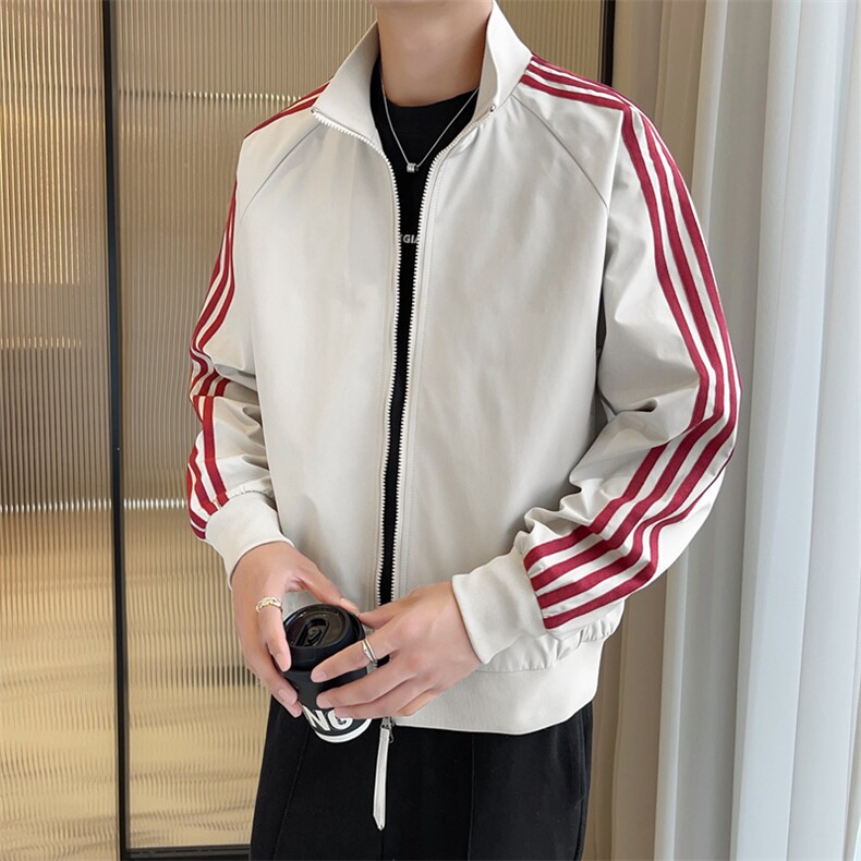 立领开衫夹克男2026新款拉链卫衣条纹运动休闲外套JK02567-P75,男装夹克,星座308B-2