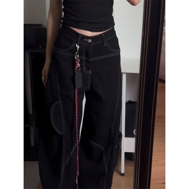 设计感工装裤男女夏季宽松显瘦垂坠感高腰直筒阔腿牛仔裤潮N10885,男装牛仔裤,星座601-1
