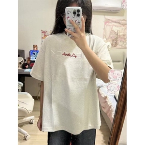 高街刺绣短袖男女款T恤新品夏装重工情侣装潮牌花卉上衣 T1453图片