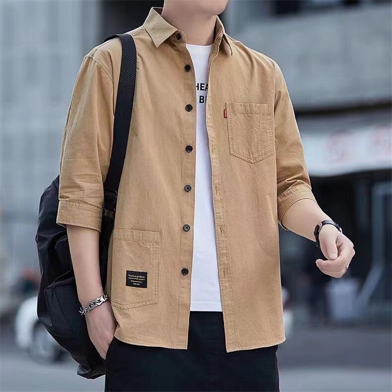 纯棉夏季男士半袖衬衫全棉衬衣中袖外套工装Q830--P27,男装衬衫,星座102C-1(原星座100)