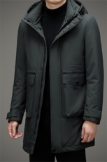 中长款连帽白鸭绒羽绒服男冬季2023年新款加厚保暖中年男装外套，男装羽绒服，电商B212（原钱塘6029）