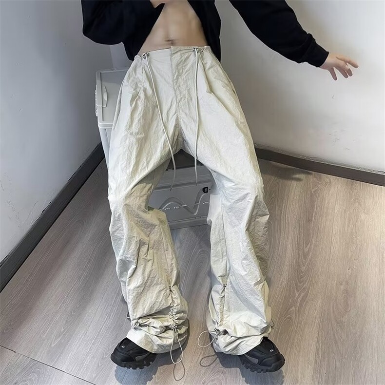 2024春款男休闲裤冰丝皱抽绳直筒宽松长裤h819P45,男装休闲裤,星座1013-1
