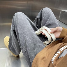 美式vibe高街牛仔裤男秋季ins潮牌阔腿hiphop宽松直筒裤N6123-p45，男装牛仔裤，星座1008-1