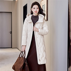 韩系轻薄保暖棉袄外套加长款直筒鸭绒羽绒服冬季女小个子，女装羽绒服，阿舍尔精品