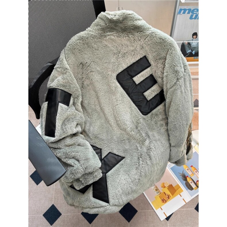 冬季刺绣羊羔绒棉衣男日系加厚保暖休闲潮牌摇粒绒外套TTM65P82,男装棉衣,星座1013-5