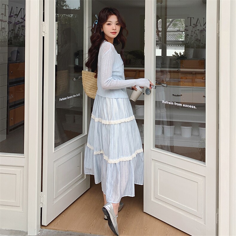 2025年春夏甜美温柔风两件套连衣裙b1-220-1008-p185-k280,女装连衣裙,浙宝220
