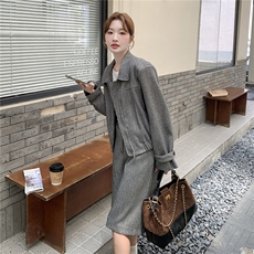 秋款老钱风拉链短外套+阔腿裤两件裤2C239-H93-P195-K308，女装套装/套裙，2C239