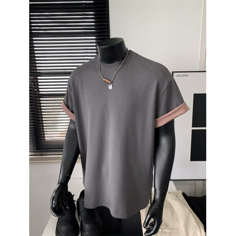 双色莫代尔T恤男女短袖韩版潮流拼色帅2026夏季ins体恤ST552-P48，男装T恤，星座412-2