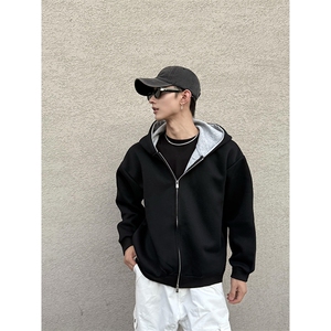 抖音得物高品质二开 26春装美式重磅宽松结构双面连帽卫衣外套W68图片