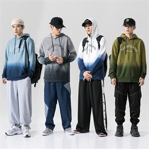 2021春秋季渐变色卫衣男连帽潮流百搭宽松运动休闲男潮牌DF73T图片