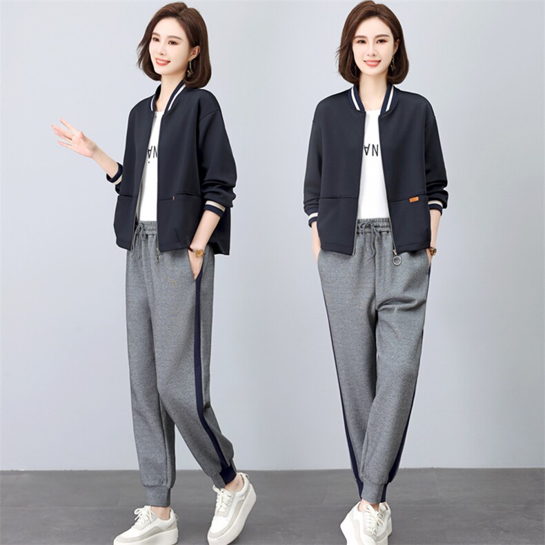 三年不下架(新款)2024年春秋时尚两件套装女棒球服卫衣运动套装女,女装套装/套裙,璐依舞