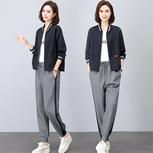三年不下架(新款)2024年春秋时尚两件套装女棒球服卫衣运动套装女图片