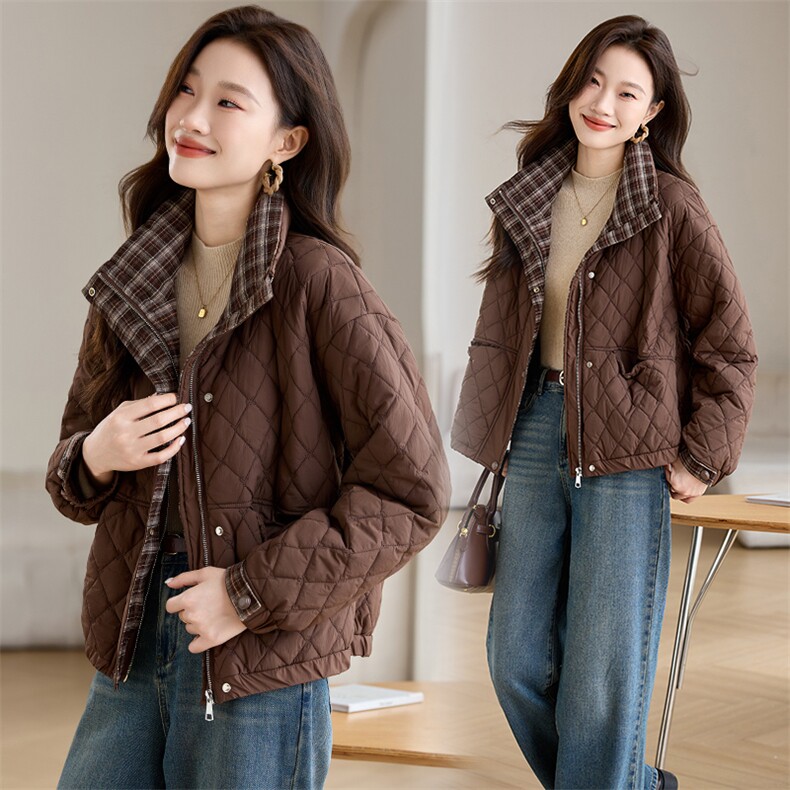 2024秋冬新品加棉加厚立领短外套,女装棉衣/棉服,余墨