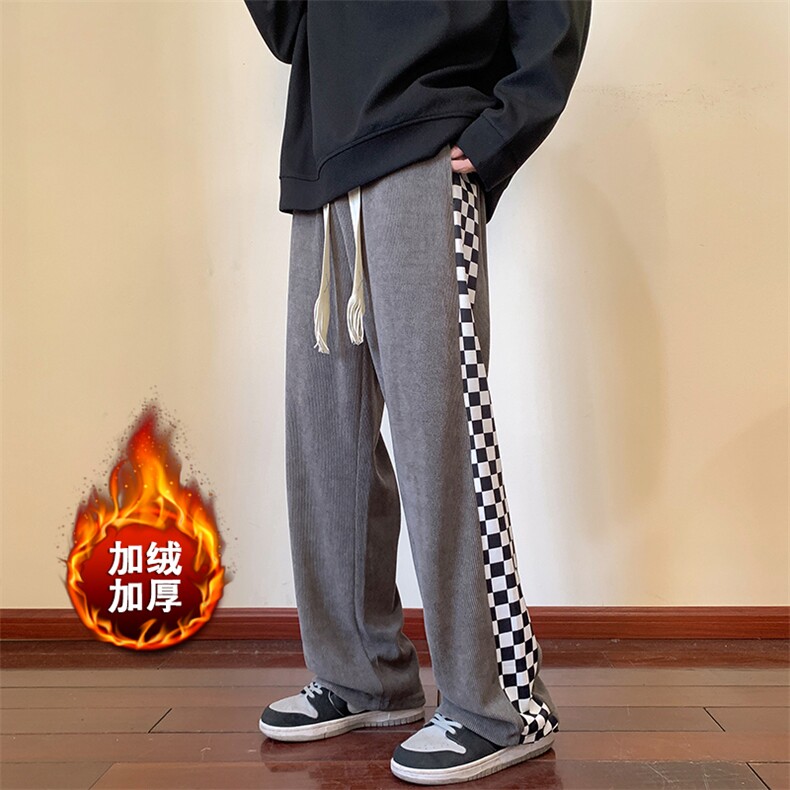 欧棉绒裤子季潮百搭宽松潮牌垂感长裤K812*P45加绒50控68,男装休闲裤,星座227-2