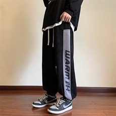 港风麂皮绒休闲裤男宽松拖地束脚裤卫裤KP617P50，男装休闲裤，星座1204-3